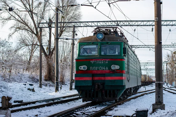 Lviv Ucrânia Dezembro 2021 Locomotiva Vl11M 014 Lviv — Fotografia de Stock