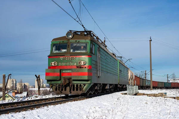 Lviv Ucrânia Dezembro 2021 Locomotiva Vl11M 030 Lviv — Fotografia de Stock