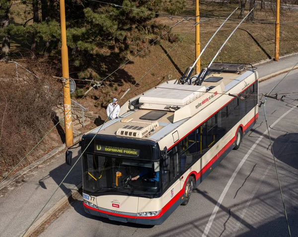 Jihlava Czech Republic Лютого 2022 Тролейбус Skoda 26Tr Solaris Вулицях — стокове фото