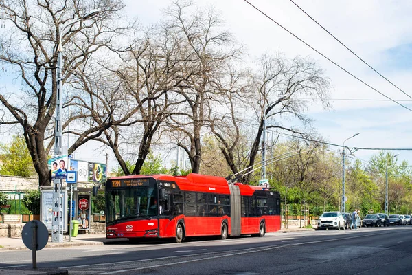 Будапест Хангария Апреля 2022 Года Троллейбус Solaris Trollino Skoda 9107 — стоковое фото