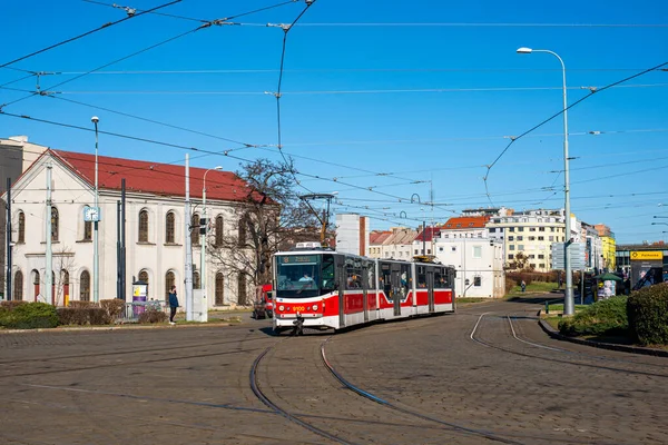Prague Czech Republic February 2022 Tram Tatra Kt8D5 9100 Miskolc — Stock Fotó