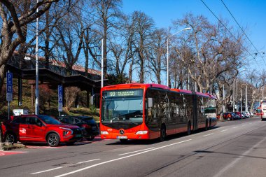BRATISLAVA, SLOVAKIA - MARCH 01, 2022. Bus Mercedes-Benz O530 #4908 riding in the streets of Bratislava.