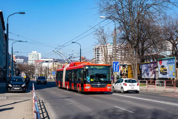 Bratislava Slovakia March 2022 Trolleybus Skoda 31Tr Sor 6804 Riding — Stockfoto