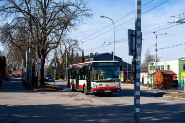 JIHLAVA, CZECH REPUBLIC - February 24, 2022. Bus Irisbus Citelis 12M CNG #201 riding with passengers in the streets of Jihlava.