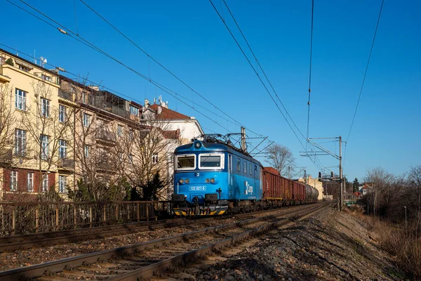 Prague Czech Republic February 2022 Locomotive Skoda 57E1 122 027 — Fotografia de Stock