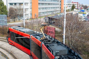 BRATISLAVA, SLOVAKIA - MARCH 04, 2022. Tram Skoda 29T2 #7426 in the streets of Bratislava.