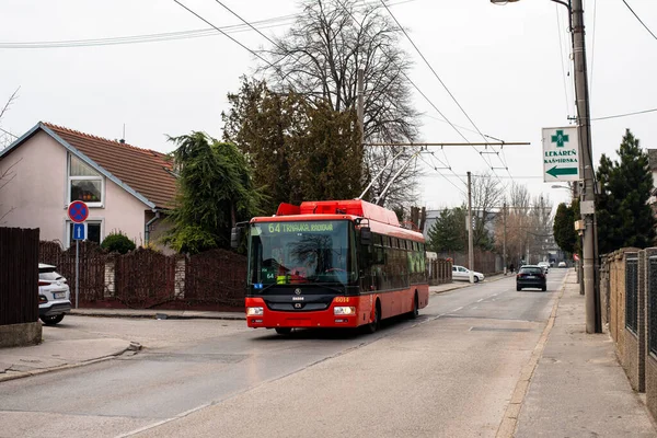Bratislava Slovakia March 2022 Trolleybus Skoda 30Tr Sor 6014 Riding — Stockfoto