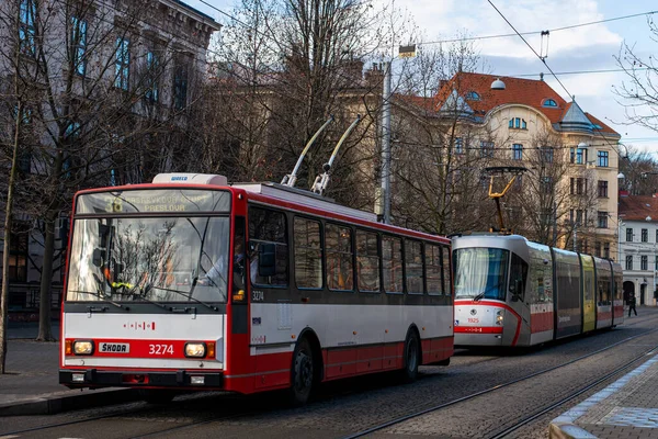 Brno Czech Republic February 2022 Trolleybus Skoda 14Tr 3274 Tram — Stock Photo, Image