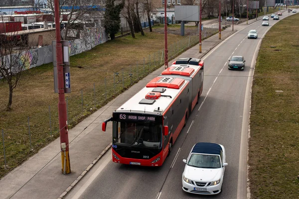 BRATISLAVA, SLOVAKIA - MARCH 05, 2022. Bus Otokar Kent C 18,75 #3338 riding in the streets of Bratislava.
