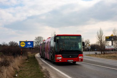 BRATISLAVA, SLOVAKIA - MARCH 06, 2022. Bus SOR NB 18 City #2245 riding in the streets of Bratislava.