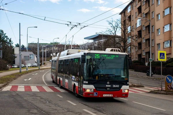 Брно Чешская Республика Февраля 2022 Года Троллейбус Skoda 31Tr Sor — стоковое фото