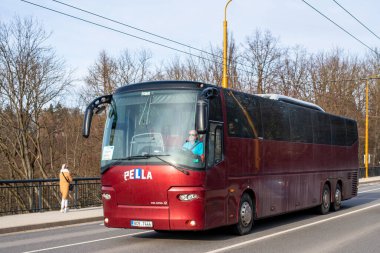 JIHLAVA, CZECH REPUBLIC - February 24, 2022. Bus Bova Magiq MHD riding in the streets of Jihlava.