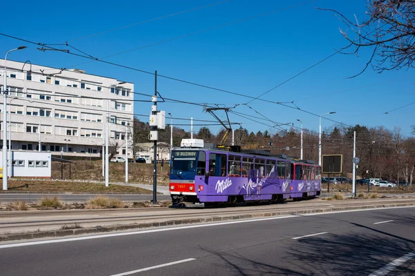 Bratislava Slovakia March 2022 Trams Tatra T6A5 7957 7958 Riding — Stock Photo, Image