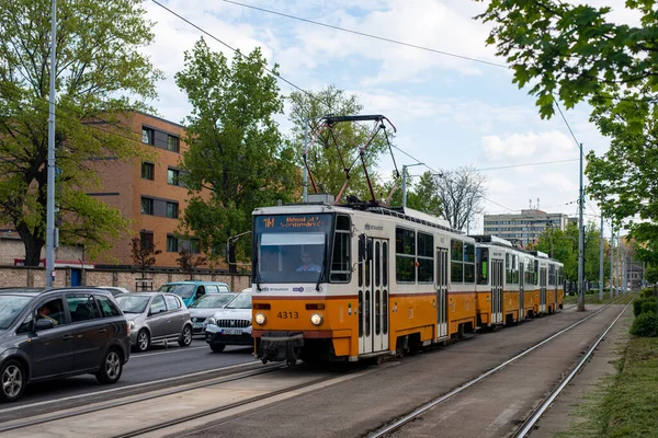 Budapest Hungary Aprile 2022 Trams Tatra T5C5K2 4313 4051 4209 — Stock Photo, Image