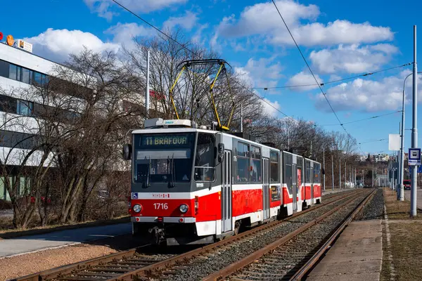 Brno République Tchèque Février 2022 Tram Tatra Kt8D5 1716 Cheval — Photo