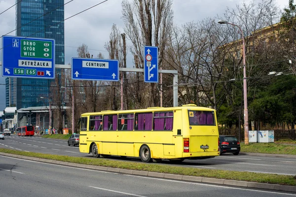 Bratislava Slovakia March 2022 Bus Karosa C935 Riding Passengers Streets — Stock Photo, Image