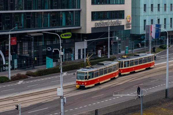 Bratislava Slovakia March 2022 Trams Tatra T6A5 7941 7942 Riding — Stock Photo, Image