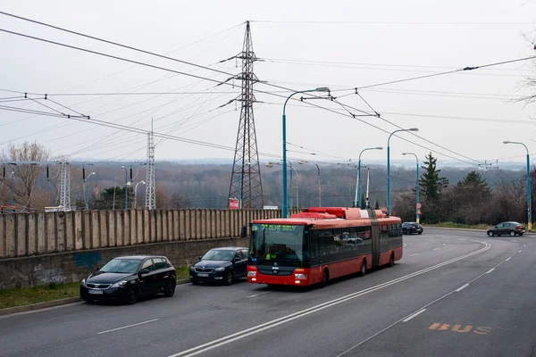 Bratislava Slovakia March 2022 Тролейбус Скода 31Tr Sor 6804 Їхав — стокове фото