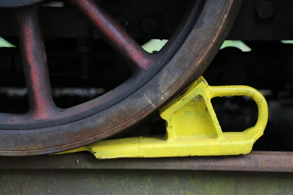 Train wheel and the brake shoe — Stock Photo, Image