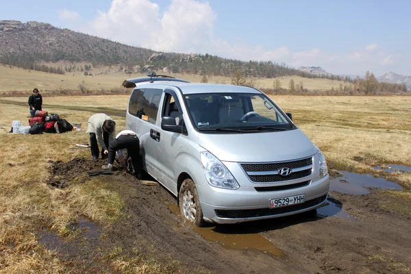 Car stuck in a mud