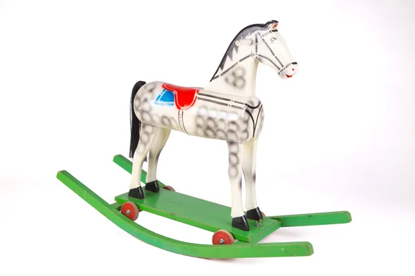 Children's wooden rocking horse on a white background — Stock Photo, Image