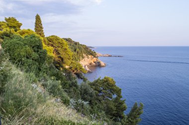 Adriyatik Denizi. gün batımı. rock görünümünden