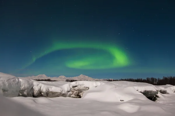 Kuzey ışıkları üzerinden denali — Stok fotoğraf