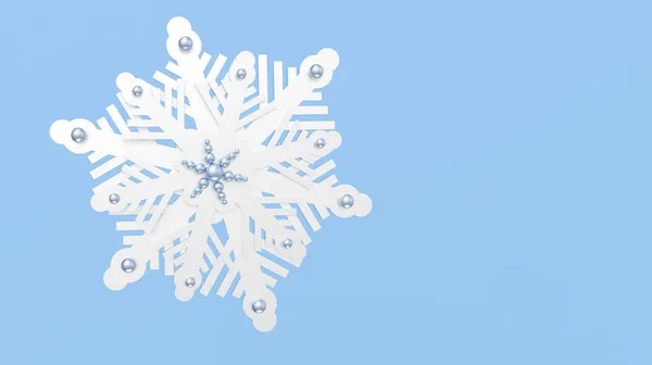 Fehér Hópihe Kék Gyöngyökkel Kék Háttéren Grafikus Elem Karácsonyra Vagy — Stock Fotó