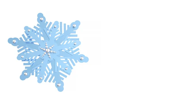 Синяя Снежинка Белым Жемчугом Изолированная Иллюстрация Дизайн Поздравительной Открытки Приглашение — стоковое фото