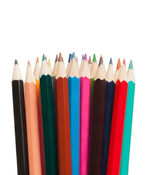 Art tools - color pencils on white background — Stock Photo, Image