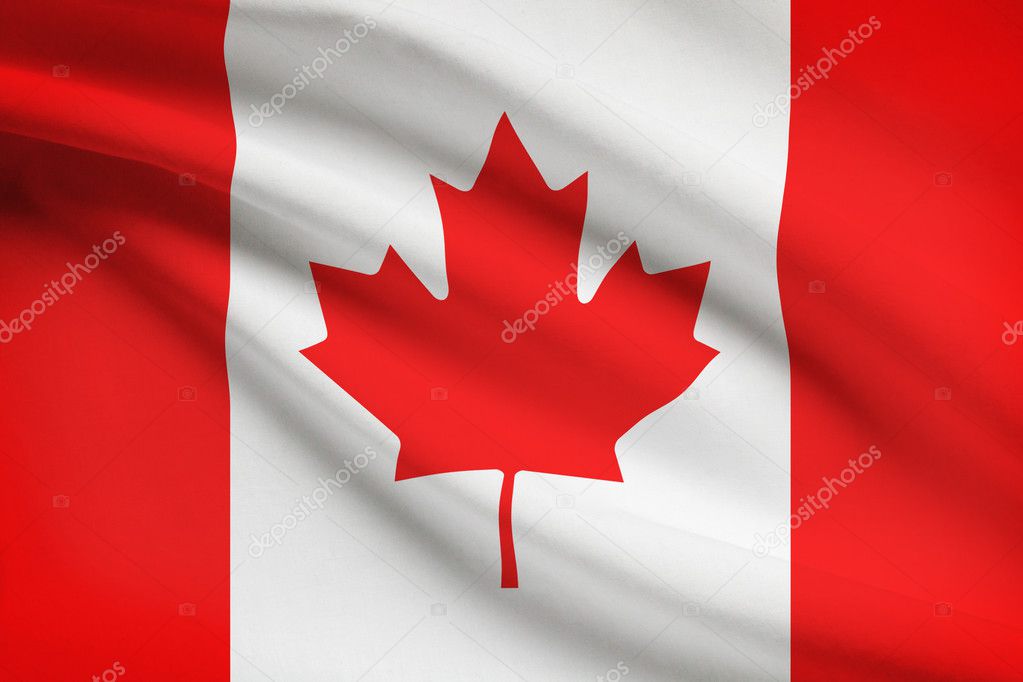 Series of ruffled flags. Canada.