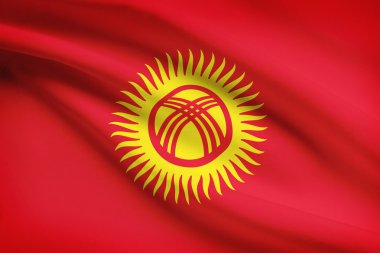fırfır yakalı bayrakları dizi. Kırgız Cumhuriyeti.