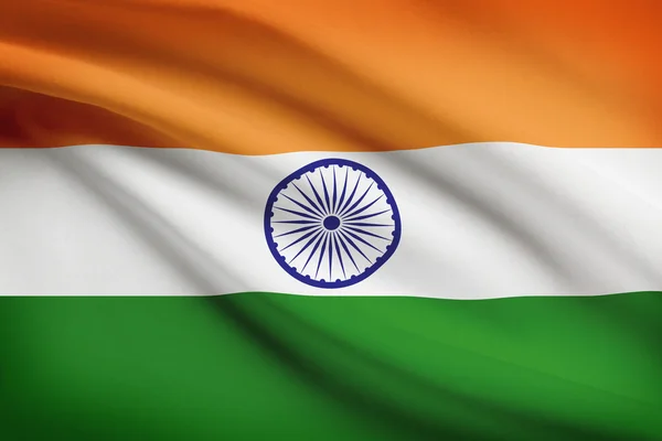 Series of ruffled flags. Federal Parliamentary Republic of India. — Stock Photo, Image