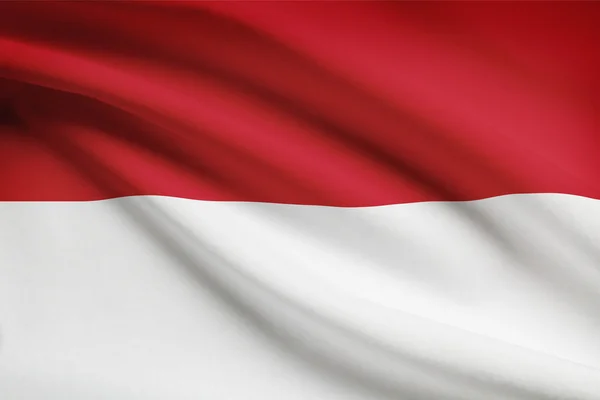 Series of ruffled flags. Unitary Presidential Constitutional Republic of Indonesia. — Stok Foto