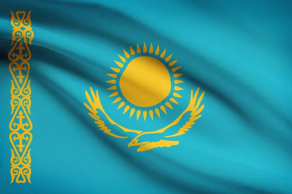 Series of ruffled flags. Republic of Kazakhstan. — Stock Photo, Image