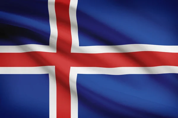 Series of ruffled flags. Republic of Iceland. — Stock Photo, Image