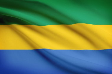 fırfır yakalı bayrakları dizi. Gabon Cumhuriyeti.