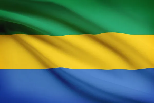 Series of ruffled flags. Gabonese Republic. — Stock Photo, Image