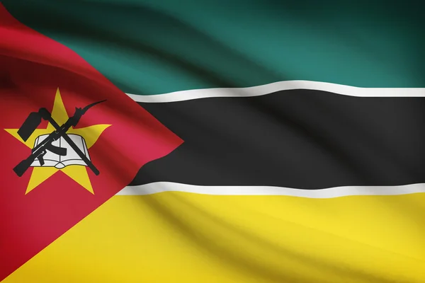 Series of ruffled flags. Republic of Mozambique. — Stock Photo, Image