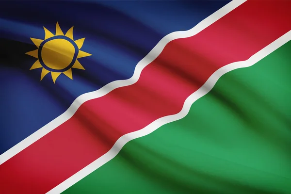 Series of ruffled flags. Republic of Namibia. — Stock Photo, Image