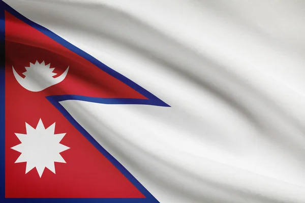 Series of ruffled flags. Democratic Republic of Nepal. — Stock Photo, Image