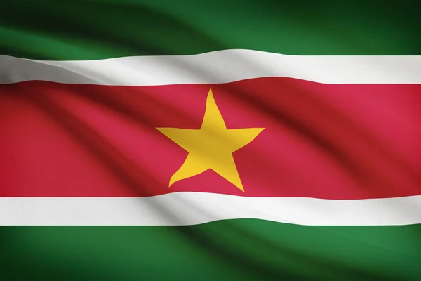 Series of ruffled flags. Republic of Suriname. — Stock Photo, Image