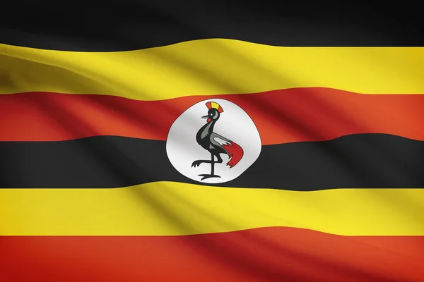 Series of ruffled flags. Republic of Uganda. — Stock Photo, Image