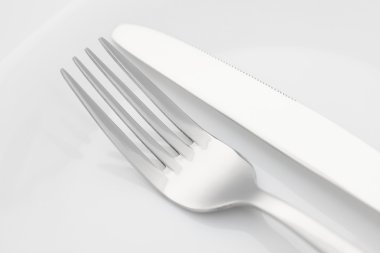 Beyaz arka plan üzerinde izole çatal bıçak Close-Up