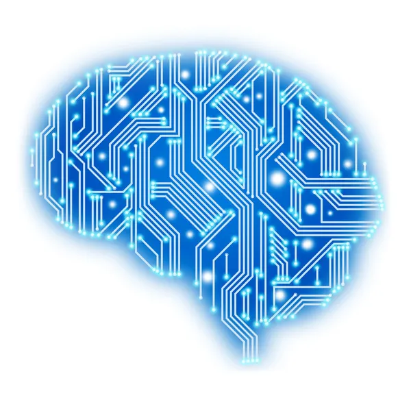 Circuit board in human brain form. Technological illustration. — Stock Photo, Image