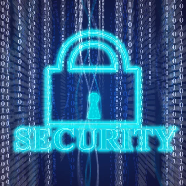 Lock Illustration with word "Security" and numbers falling on background — Stock Photo, Image