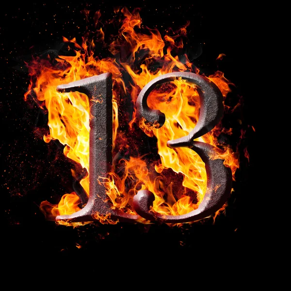 Numbers and symbols on fire - 13 — Stock Photo, Image