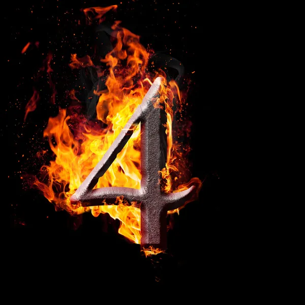 Numbers and symbols on fire - 4 — Stock Photo, Image