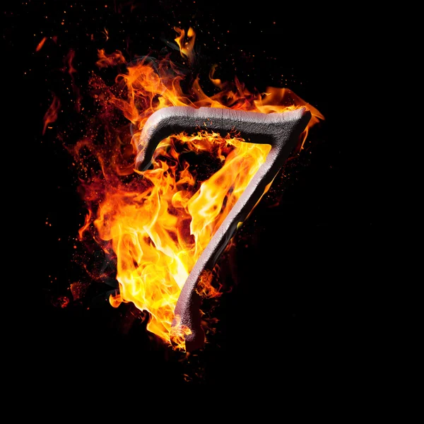 Numbers and symbols on fire - 7 — Stock Photo, Image