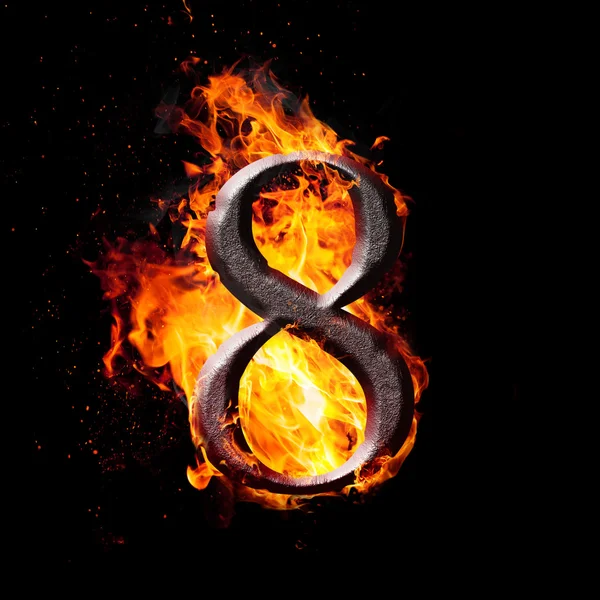 Numbers and symbols on fire - 8 — Stock Photo, Image